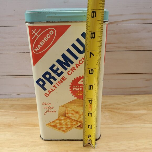 VTG 1960s Nabisco Premium Saltine Cracker Tin Canister Retro Storage Container - Picture 11 of 12